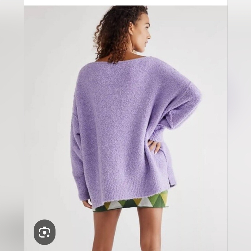 Free People Purple Off-the-Shoulder Sweater - Picture 2 of 9
